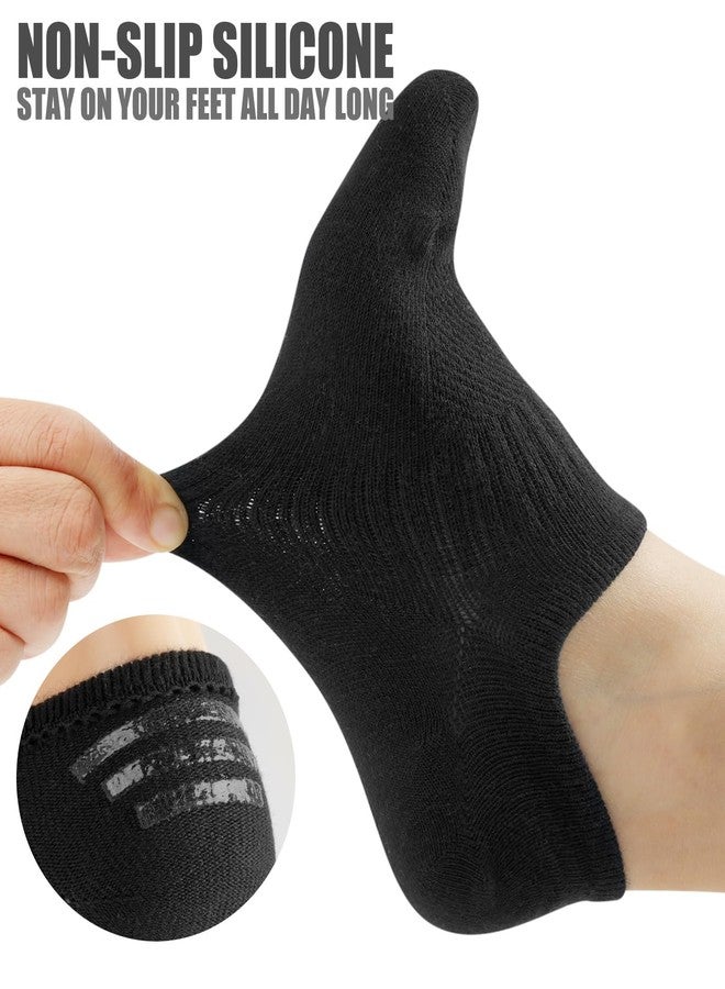floconssy No Show Socks Womens Low Cut Cotton Ankle Socks for Sneakers Non Slip Invisible Athletic Running Liner Footies White Black 6 Pairs - Image 4